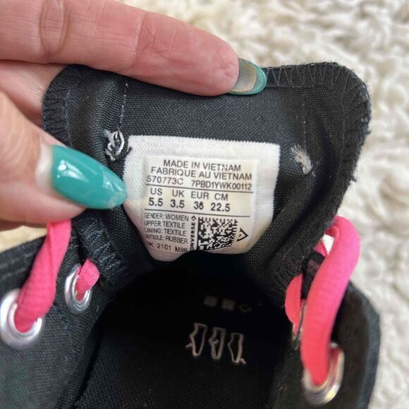 Converse  Low Top Sneakers Canvas Black Size US 5.5 - Picture 9 of 9